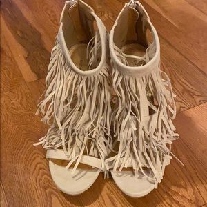 Tan tassel high heels